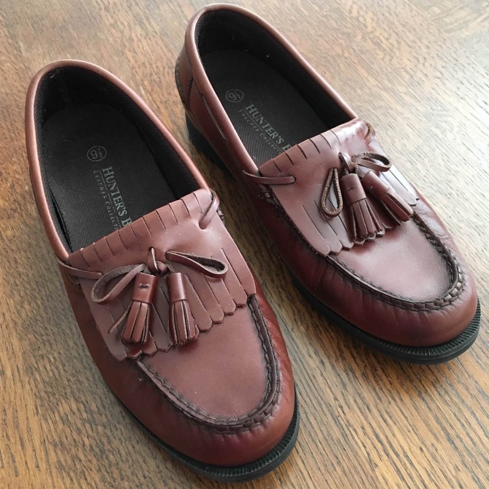 🔴 Brown Leather Slip On Tassel Loafers